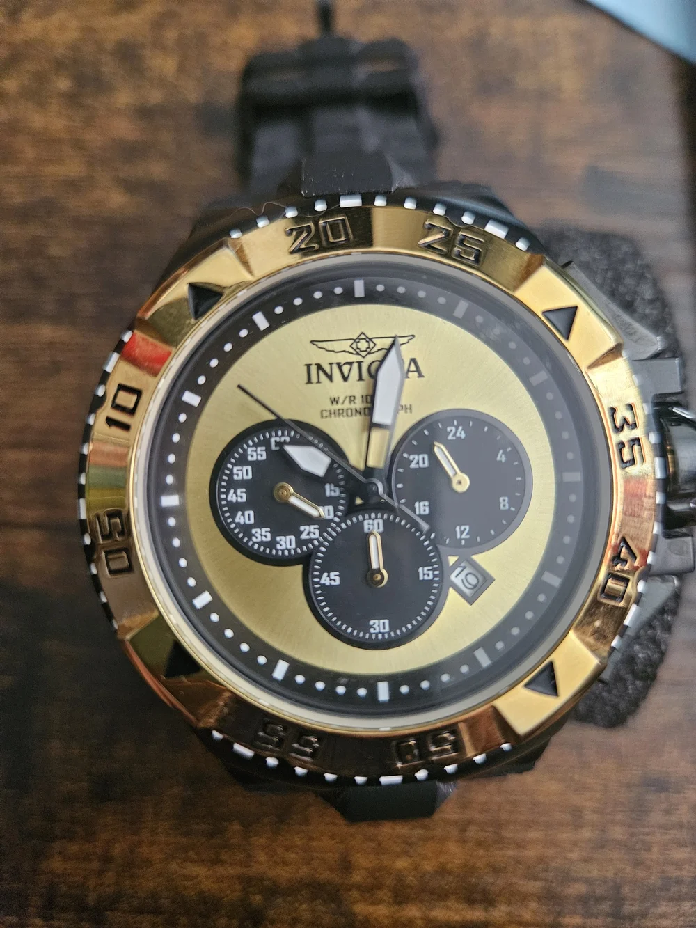 Invicta Men's Gold and Black Chronograph Swim Watch